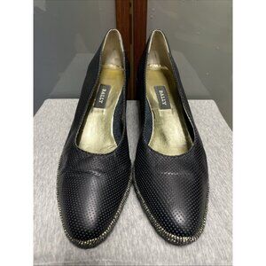 BALLY Italy Zipara Women's Vintage Perforated Leather Espadrille Wedge Heel 10 N